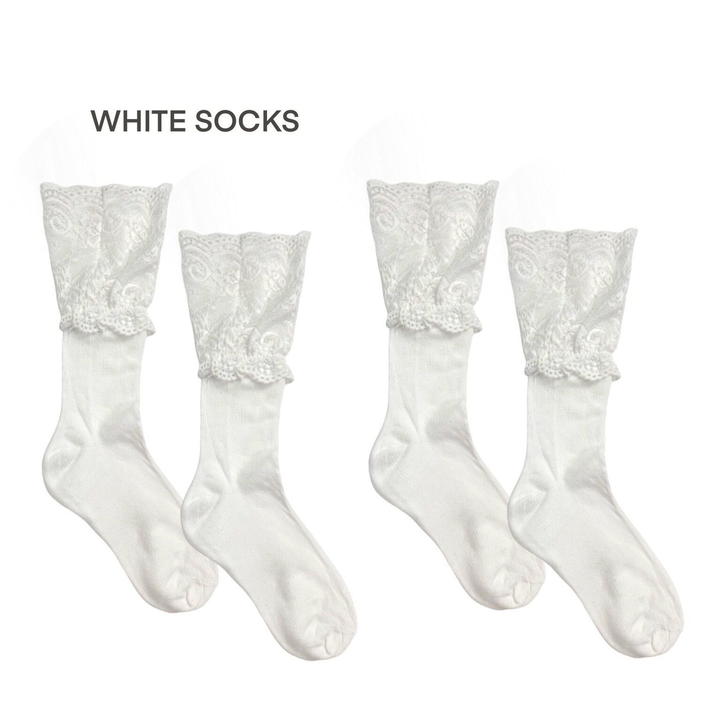 White Socks - Lace Cuff - Mid-Calf Socks