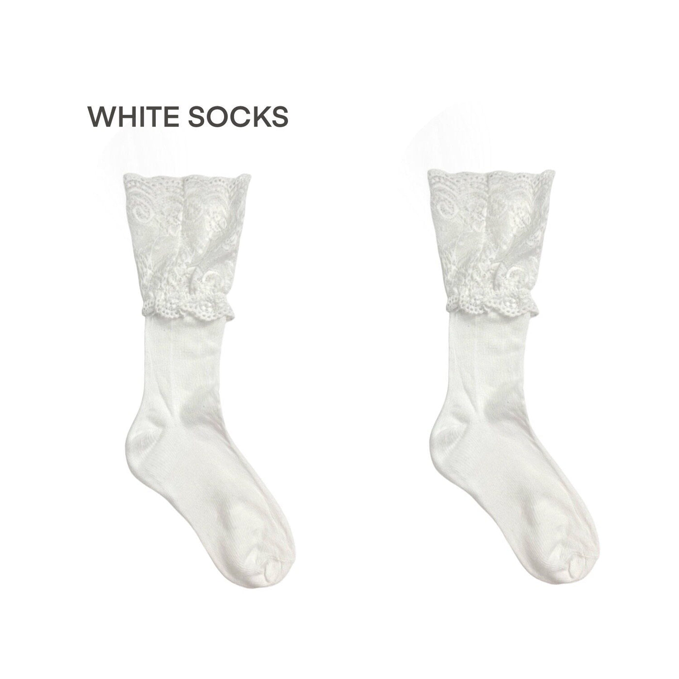 White Socks - Lace Cuff - Mid-Calf Socks