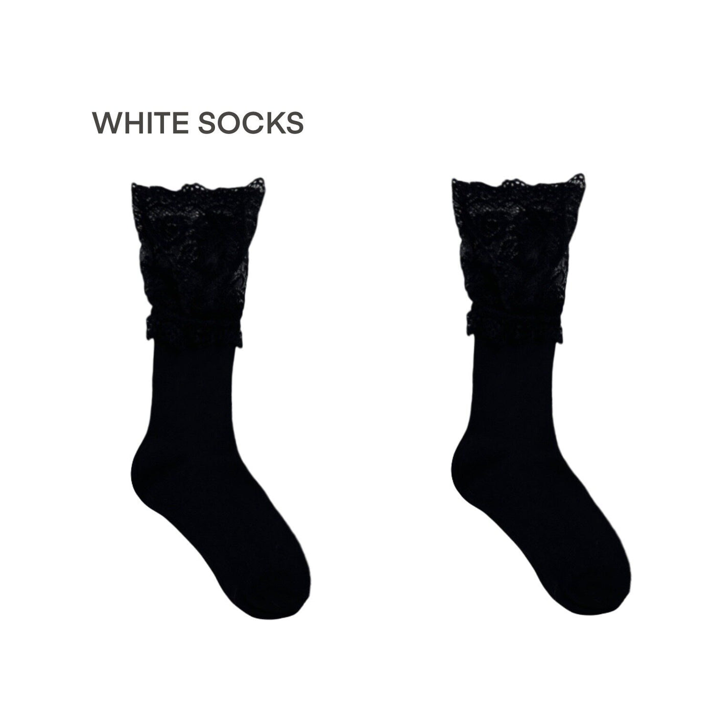 White Socks - Lace Cuff - Mid-Calf Socks