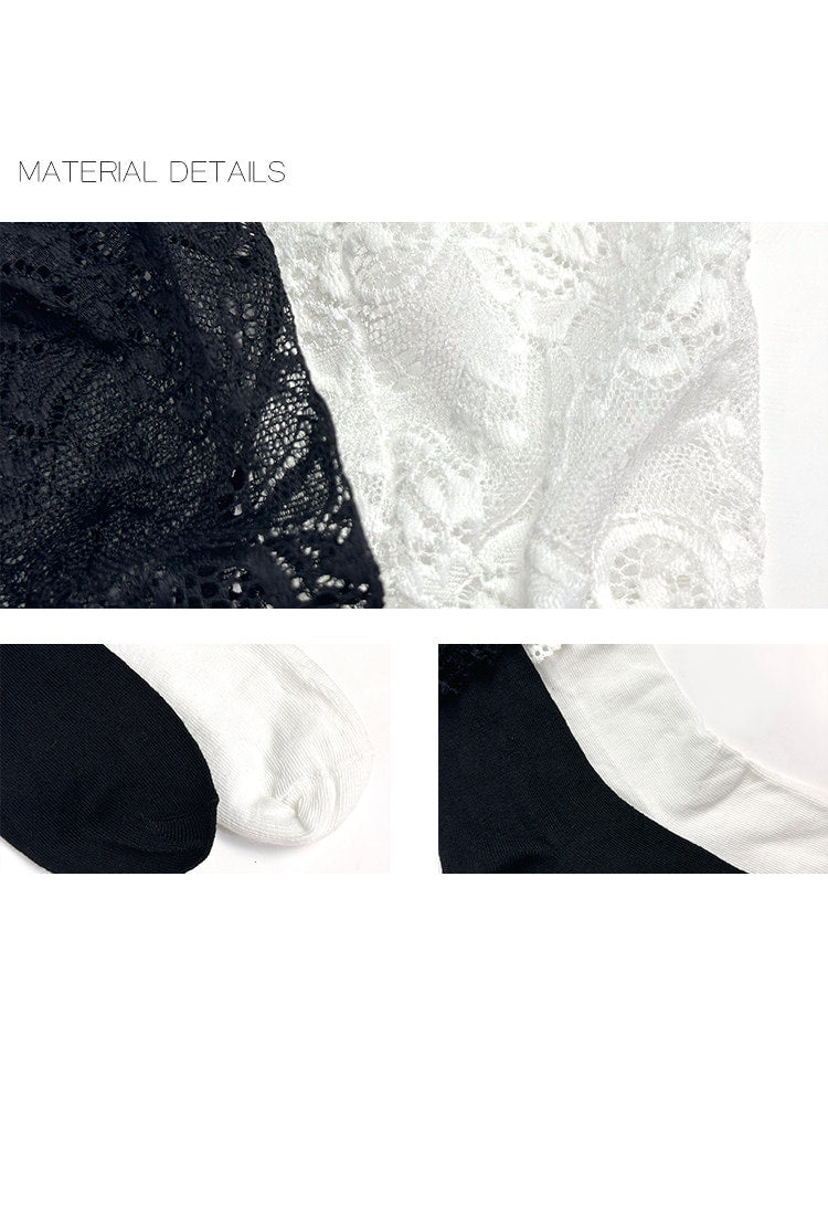 White Socks - Lace Cuff - Mid-Calf Socks