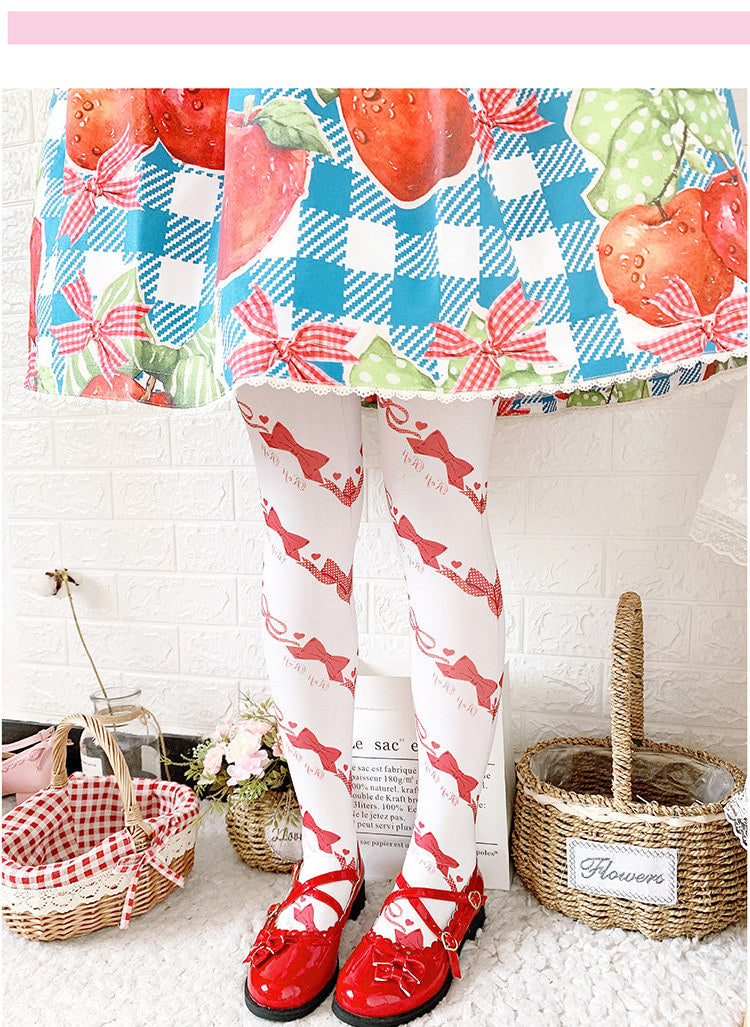 roji roji - Love Spiral - Bow Print Knee Socks
