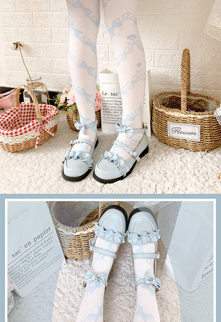 roji roji - Love Spiral - Bow Print Knee Socks