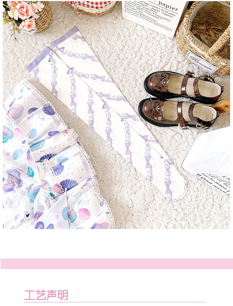 roji roji - Love Spiral - Bow Print Knee Socks