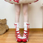 Chaussettes blanches à nœud rouge / Taille unique