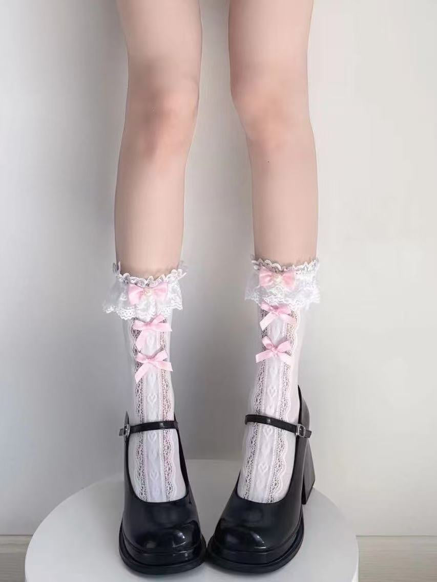 Fantasy Doll - Lace-Trim Mid-Calf Socks - Decorative Variants