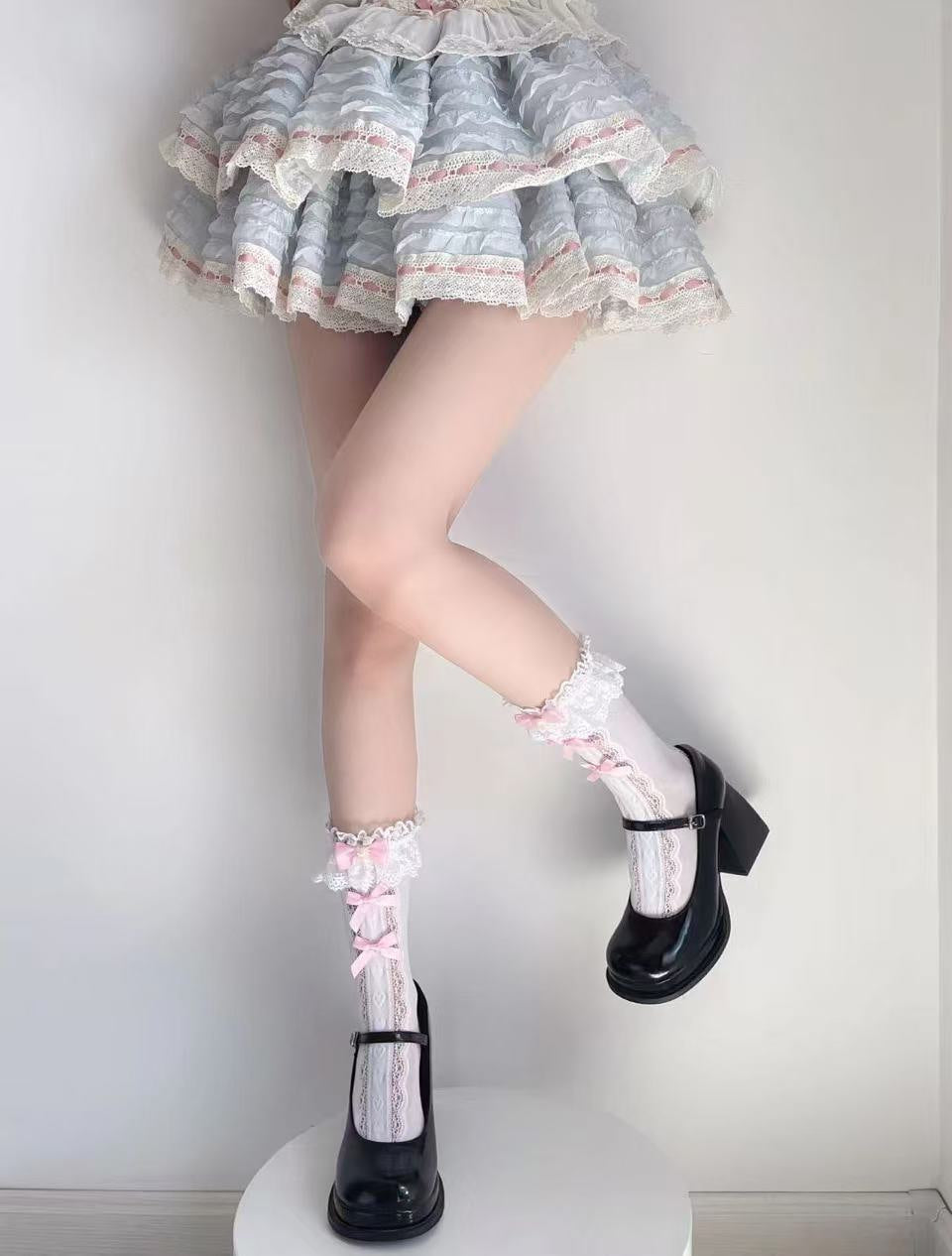 Fantasy Doll - Lace-Trim Mid-Calf Socks - Decorative Variants