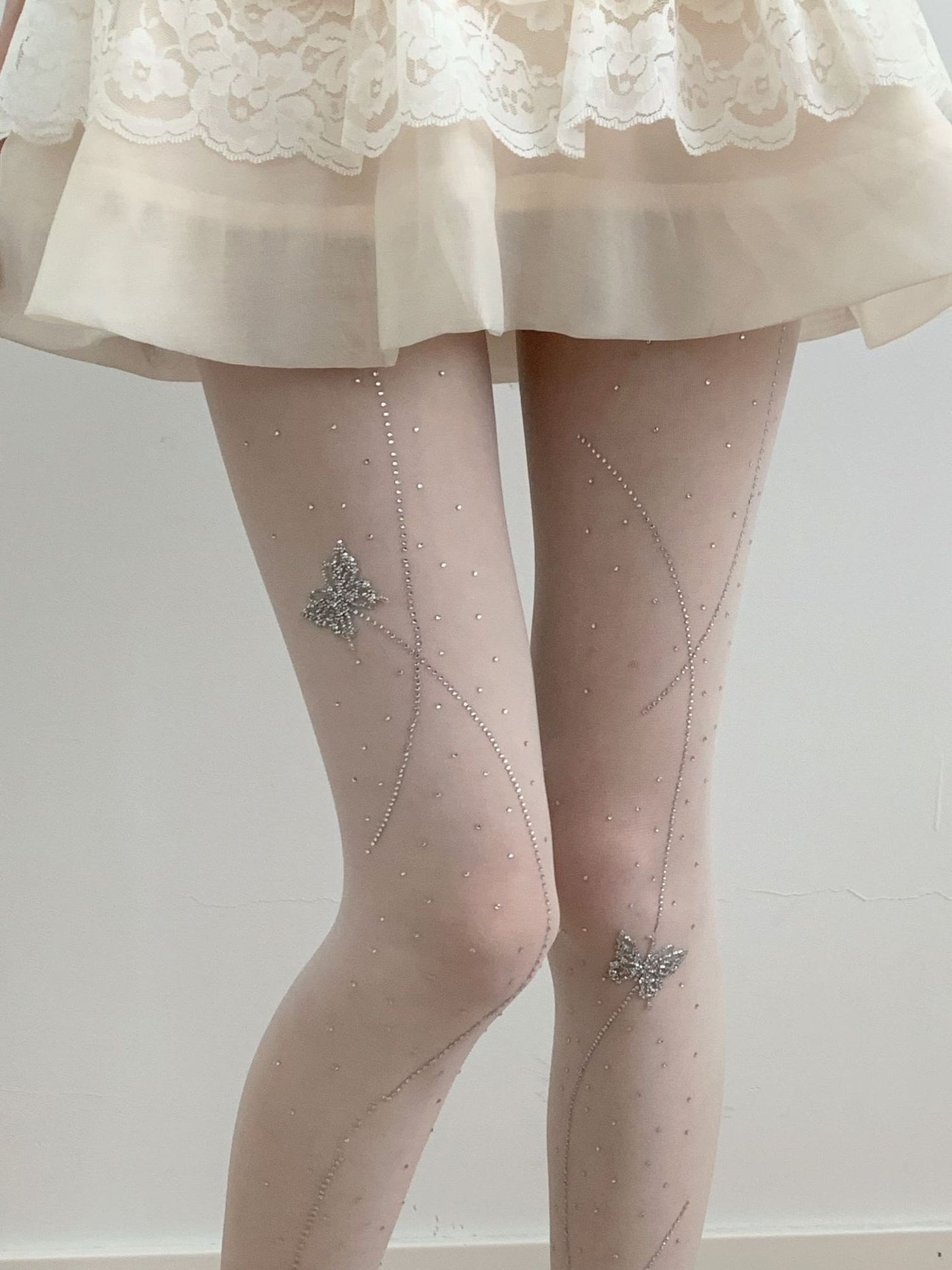Fantasy Doll - Rhinestone Butterfly - Sheer Tights