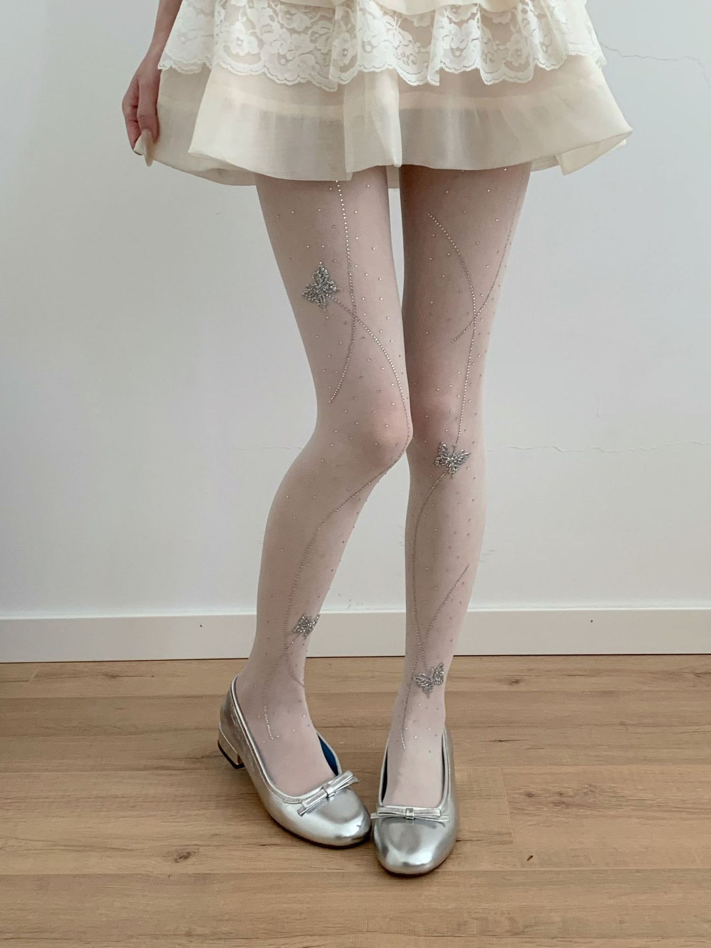 Fantasy Doll - Rhinestone Butterfly - Sheer Tights