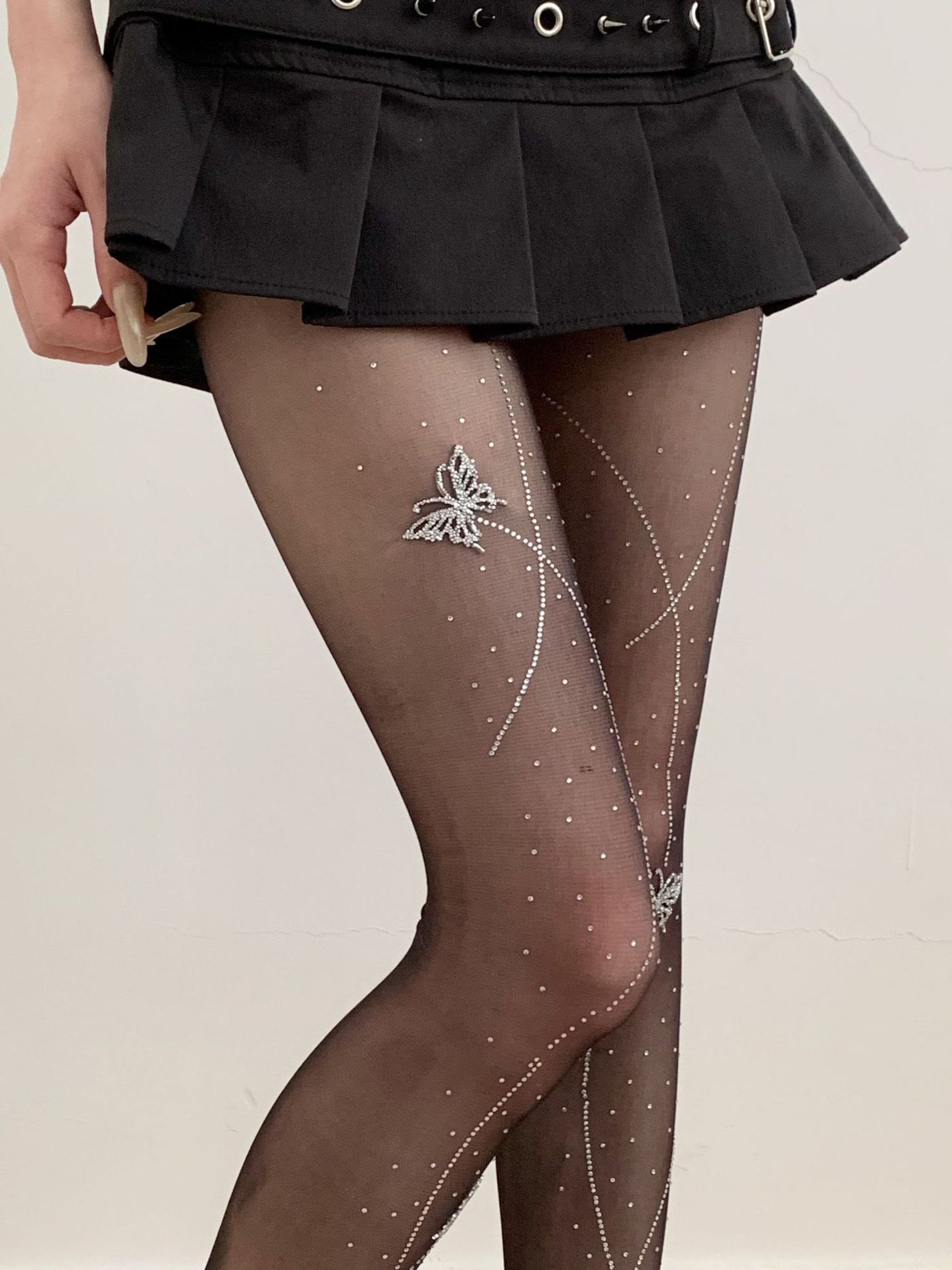 Fantasy Doll - Rhinestone Butterfly - Sheer Tights