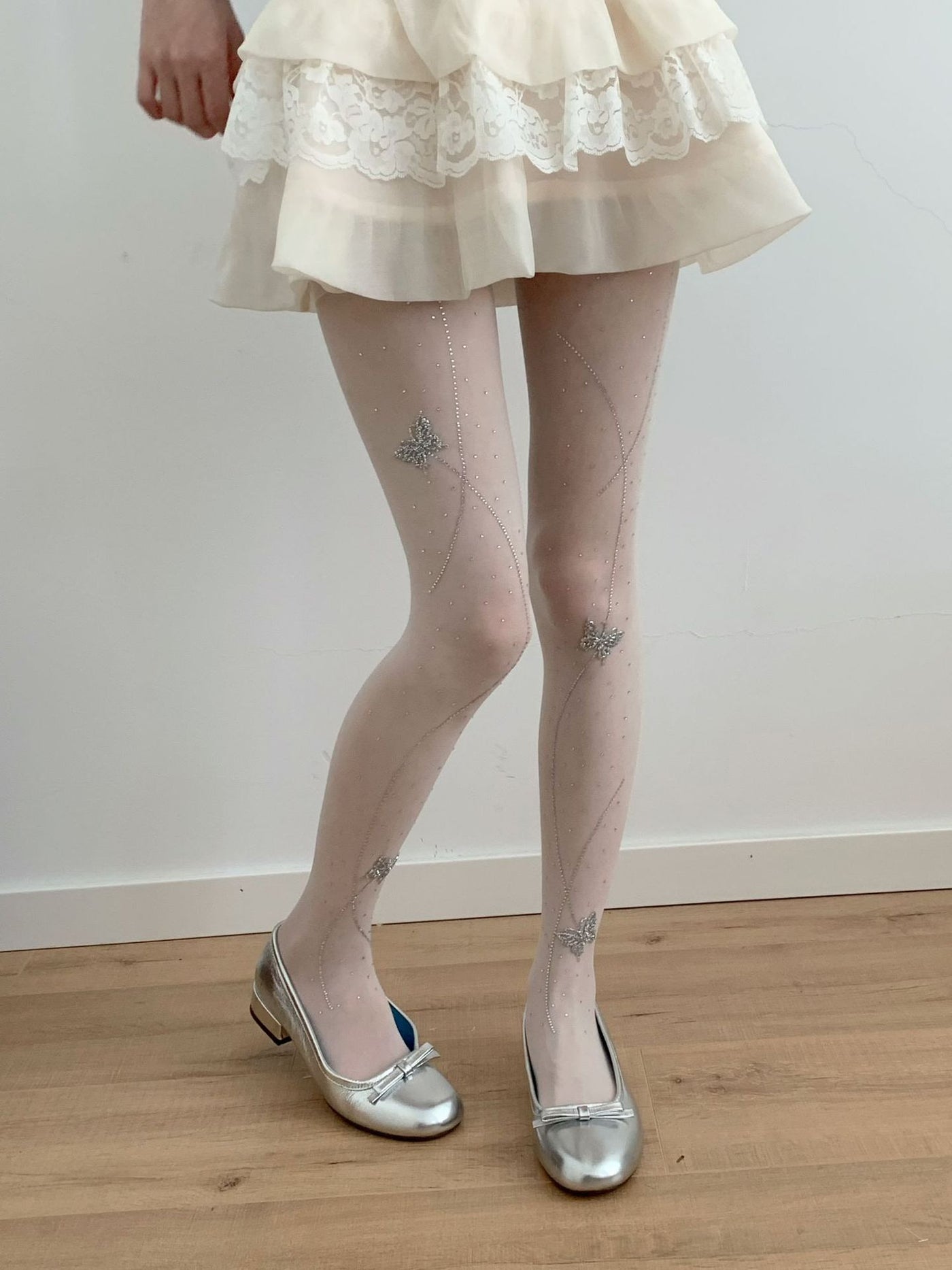 Fantasy Doll - Rhinestone Butterfly - Sheer Tights