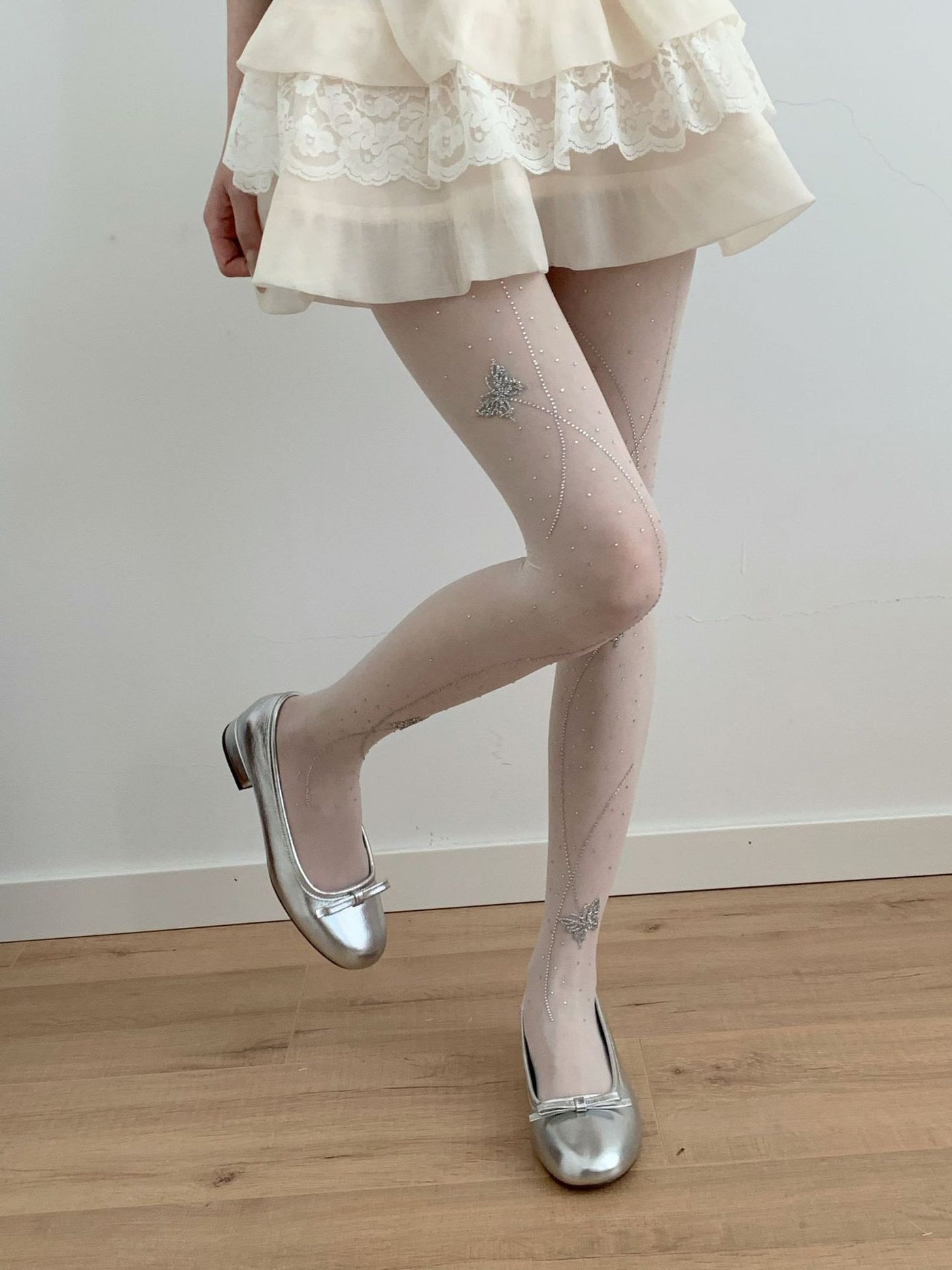 Fantasy Doll - Rhinestone Butterfly - Sheer Tights