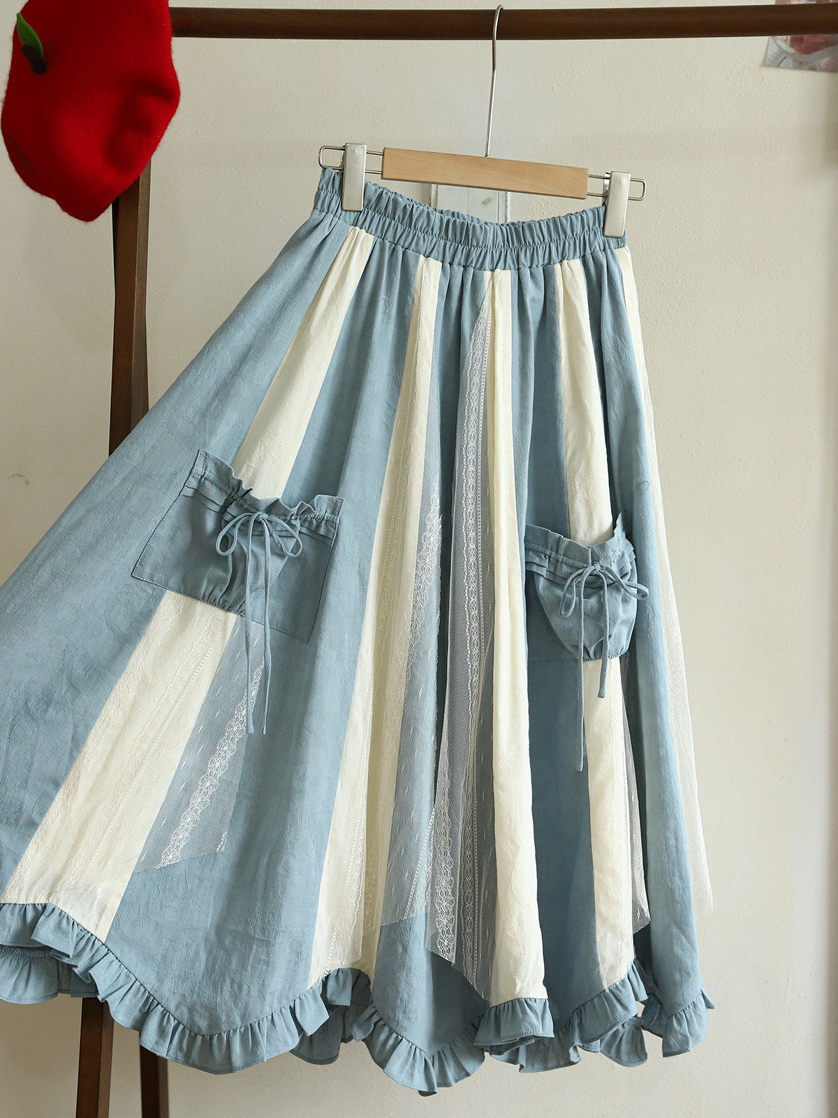 Baozi Pig - Lolita Underskirt - Blue irregular lace panel elastic waist