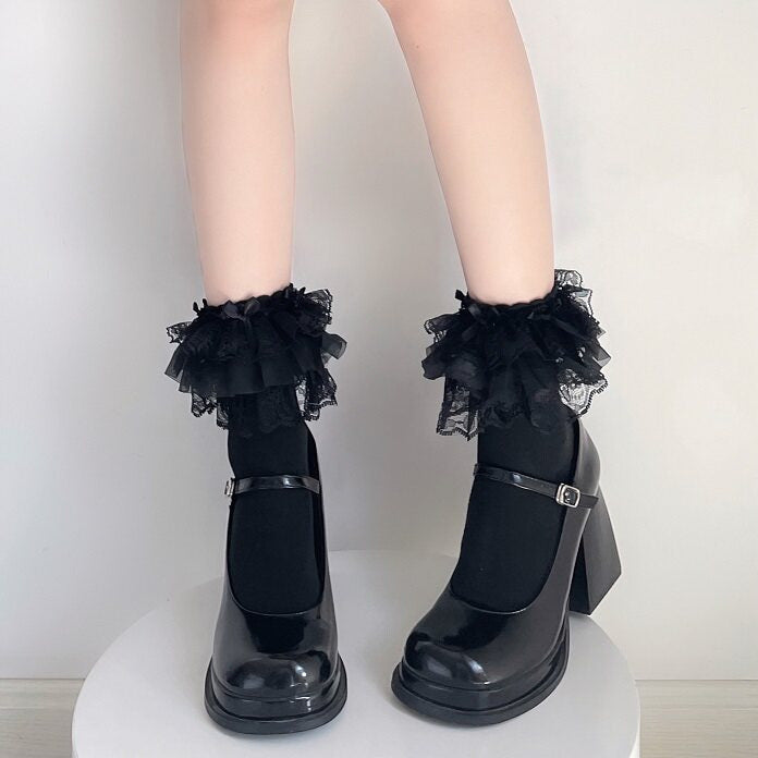 Fantasy Doll - Lolita Lace Trim Mid-Calf Socks - Mid-calf socks