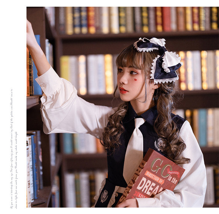 Baozi Pig - Sailor Academy Lolita - Navy and white one-piece Lolita