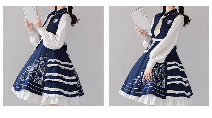 Baozi Pig - Sailor Academy Lolita - Navy and white one-piece Lolita