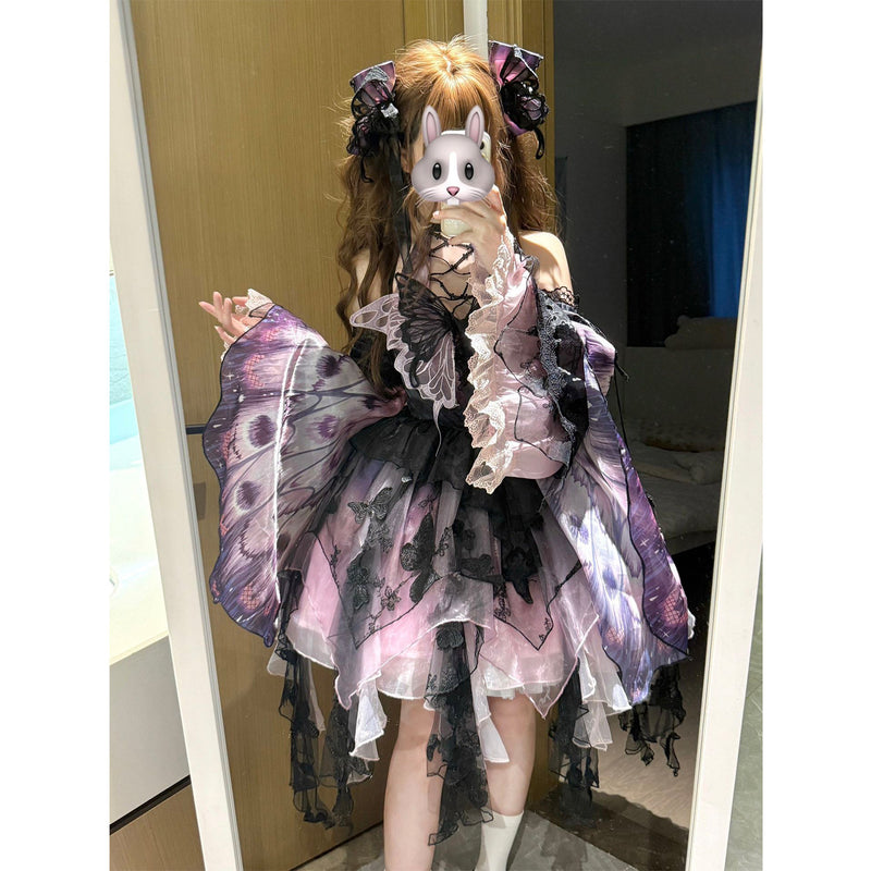 Creamy - Purple Butterfly - JSK Dress with Attachable Sleeves