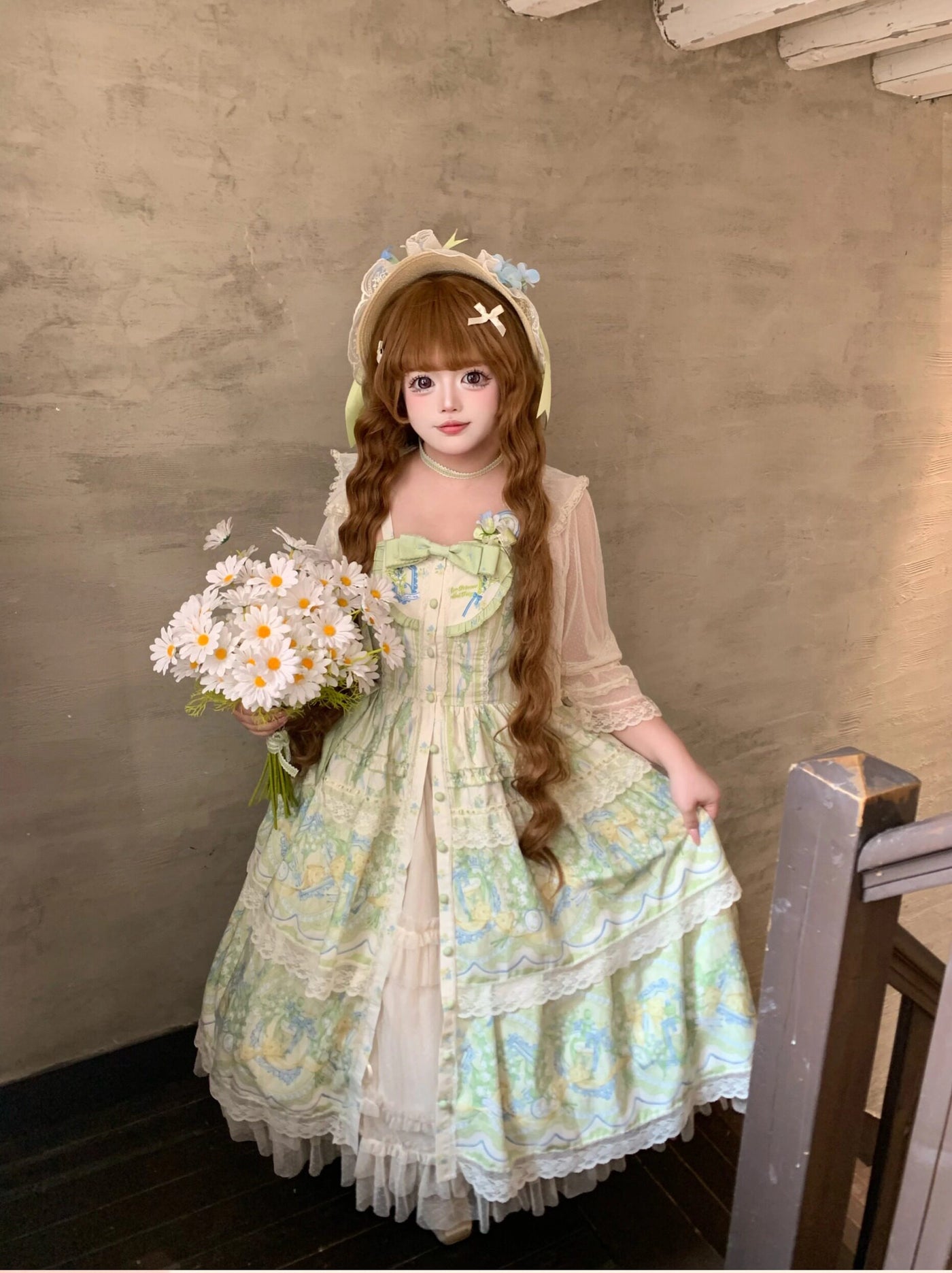 Star Fantasy - Summer Quartet - Sweet lolita top with ruffled high neck