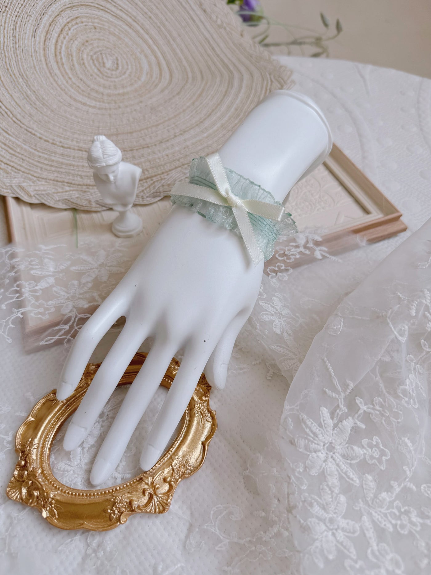 Fantasy Doll - Satin Lace Bow Bracelet - Wrist bracelet in satin