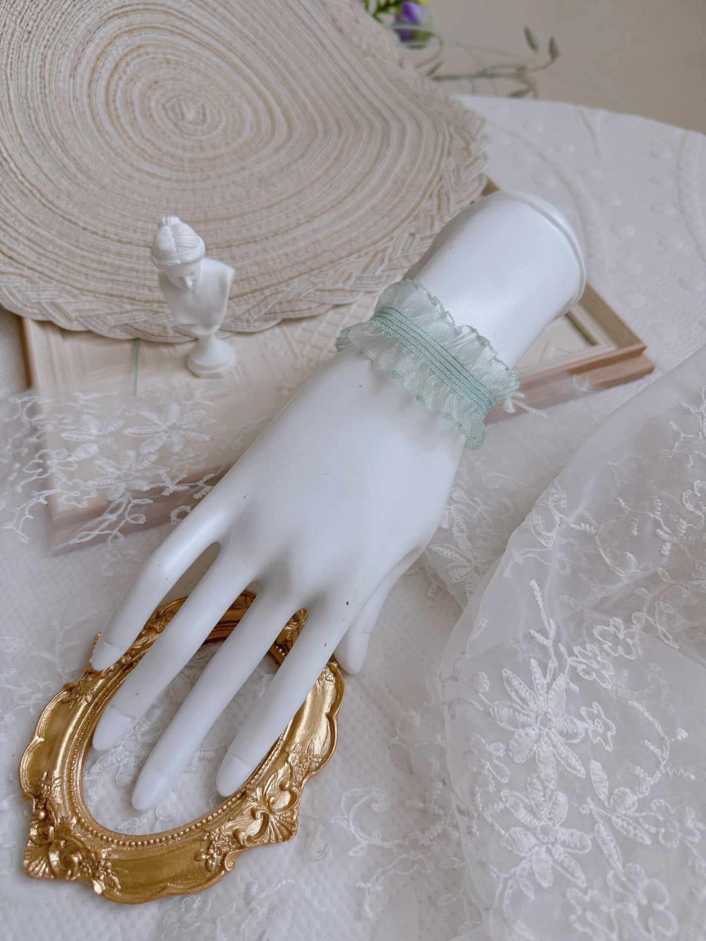 Fantasy Doll - Satin Lace Bow Bracelet - Wrist bracelet in satin