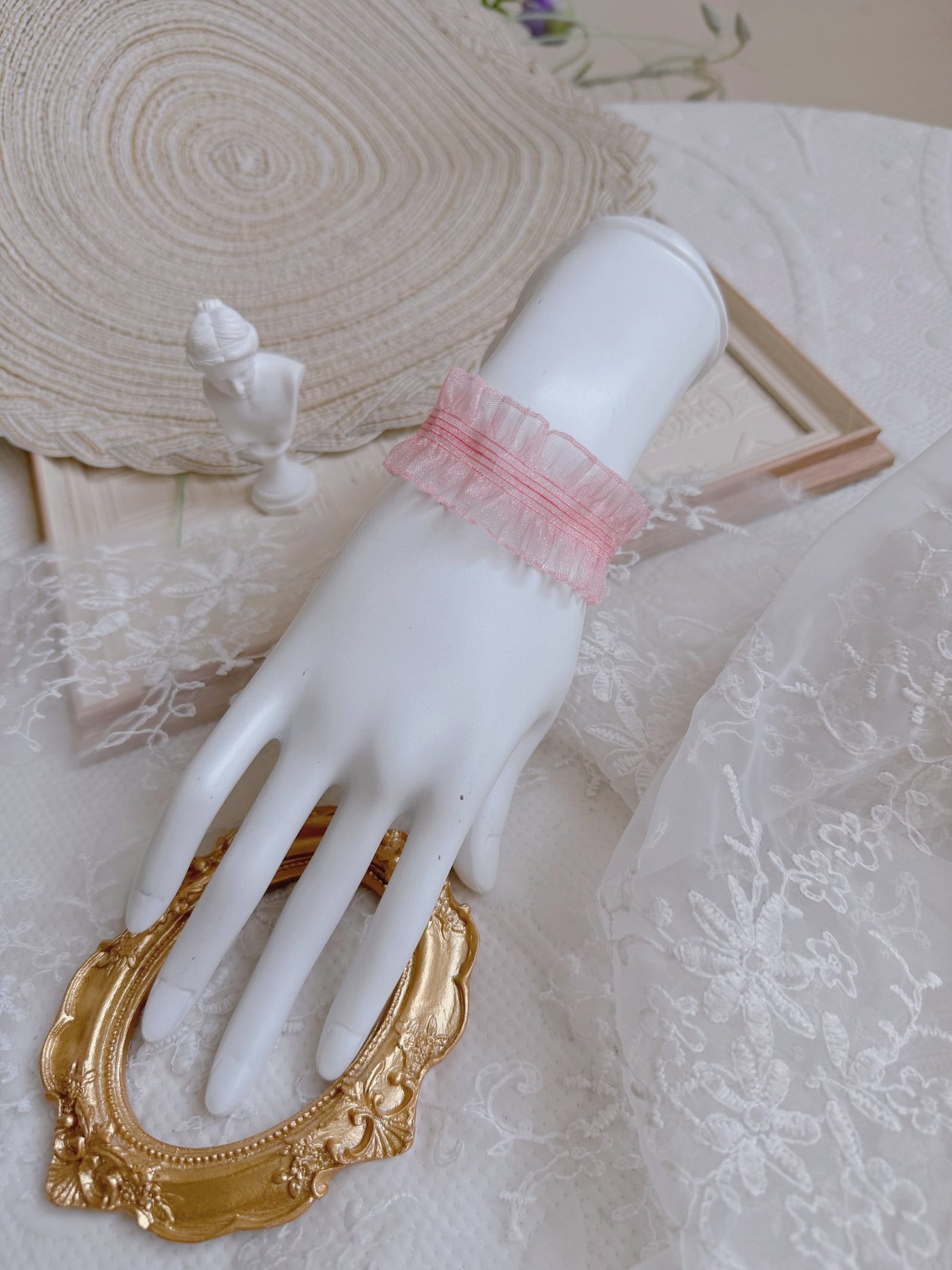 Fantasy Doll - Satin Lace Bow Bracelet - Wrist bracelet in satin