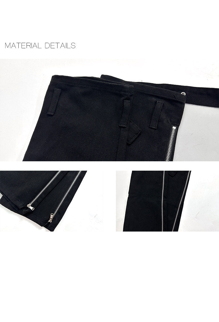 White Socks - Zipper Stack - Black Calf Leg Covers