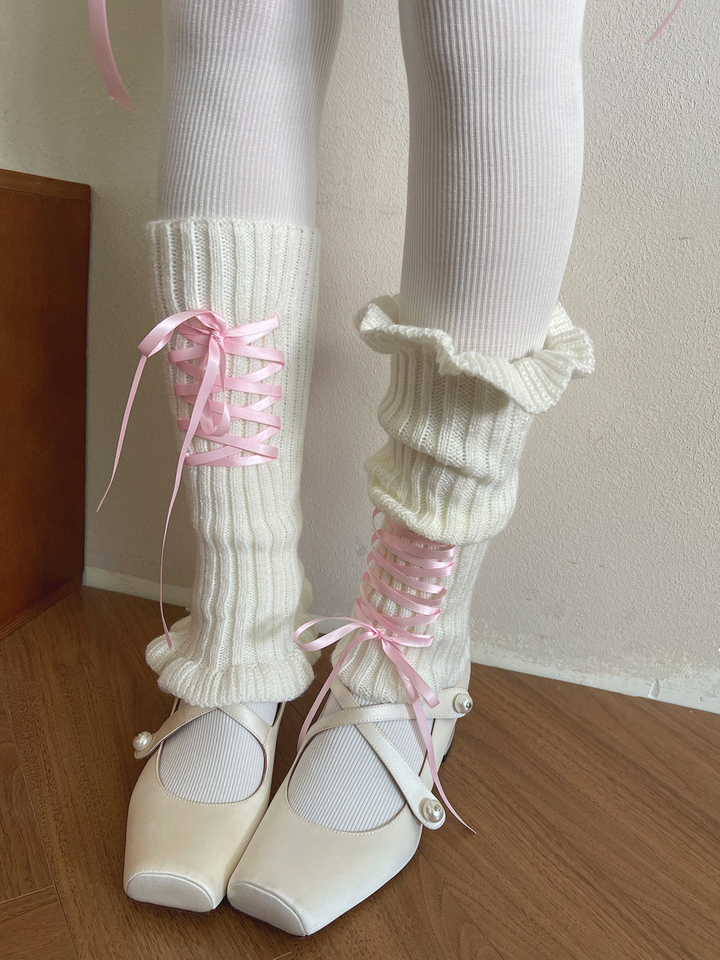 Creamy - Sweet Lolita Balletcore - Mid-calf ribbed knit