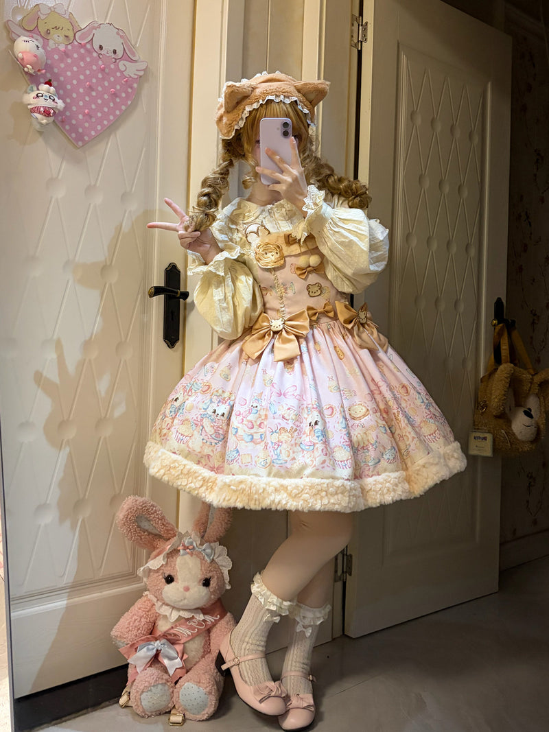 Honey - Sweet Bear Dessert High-Waist - Sweet Lolita JSK with pastel