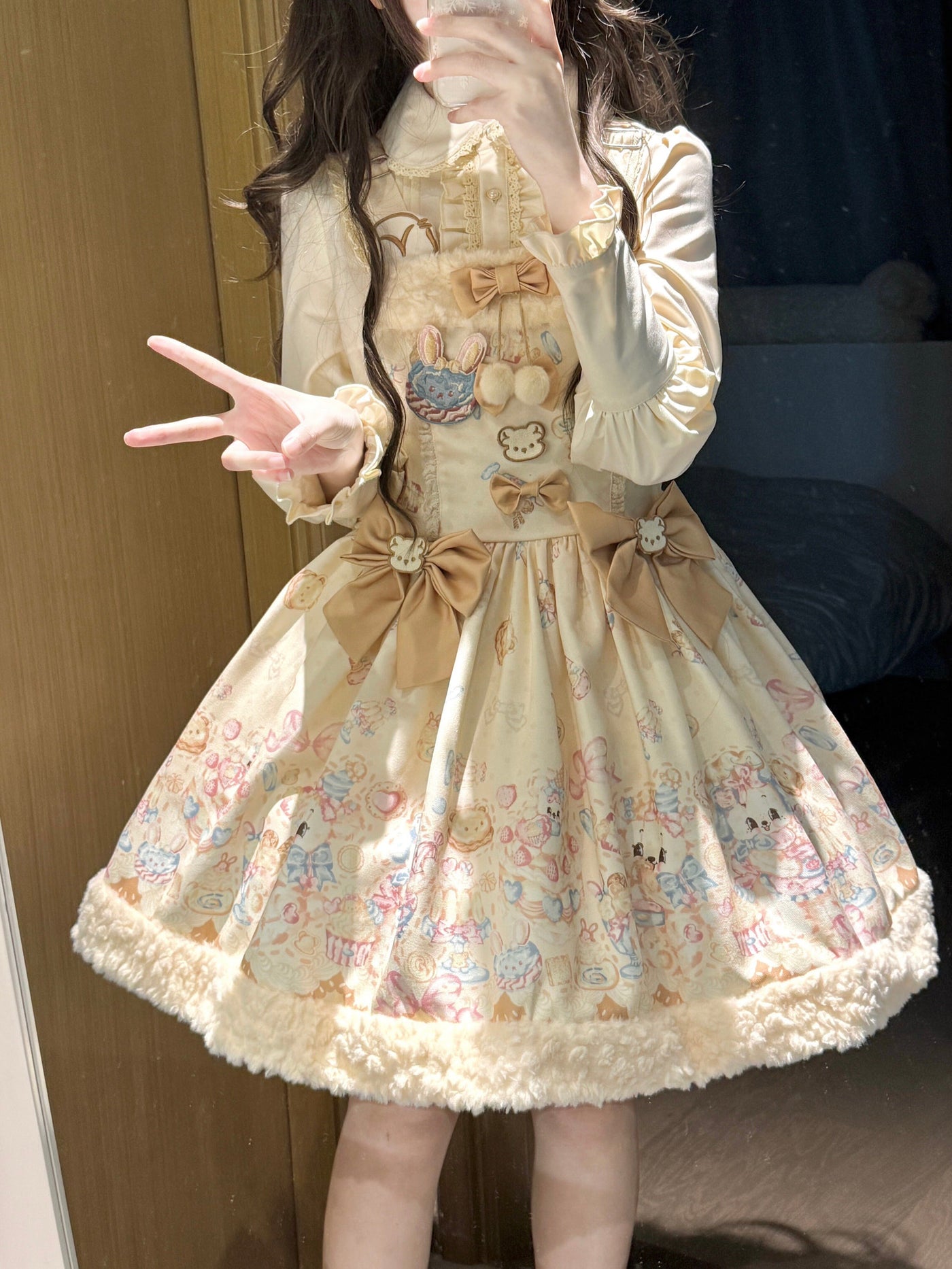 Honey - Sweet Bear Dessert High-Waist - Sweet Lolita JSK with pastel
