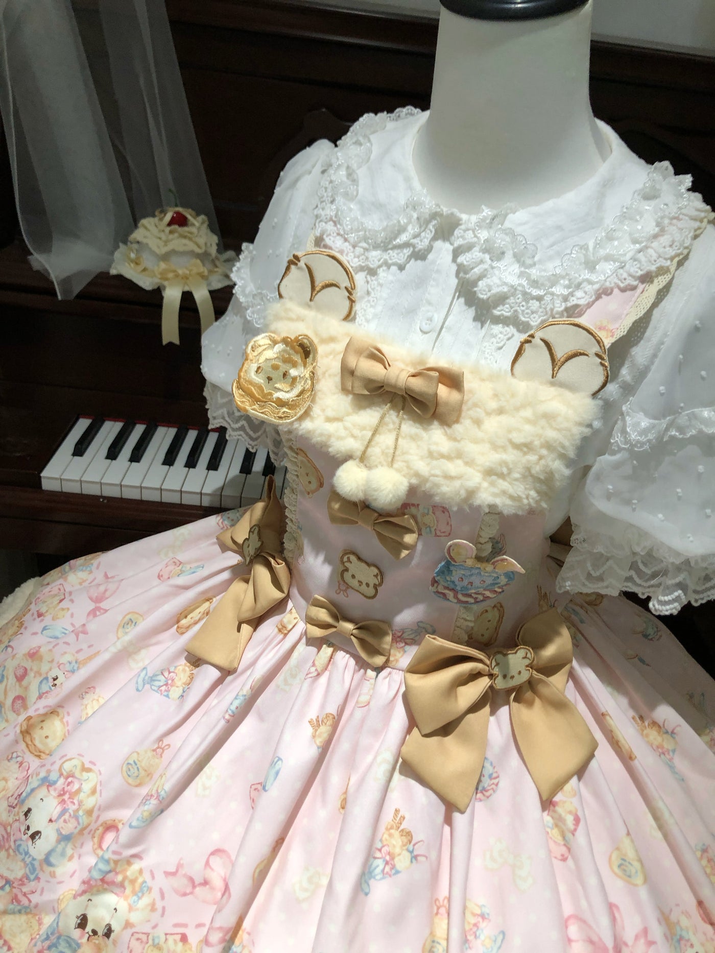 Honey - Sweet Bear Dessert High-Waist - Sweet Lolita JSK with pastel