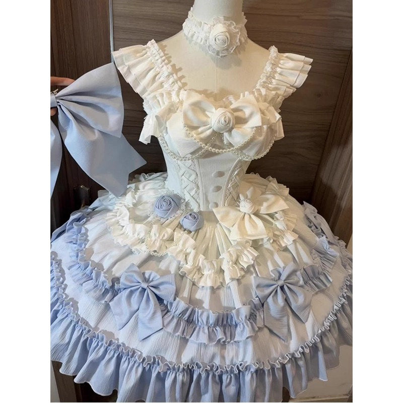 Creamy - Gradient Blue Sweet Lolita - Jumper skirt with matching