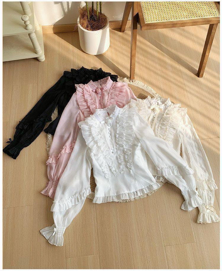Sweetheart Dream Machine - Sweet Lolita Lantern Sleeve Blouse - Long-sleeve