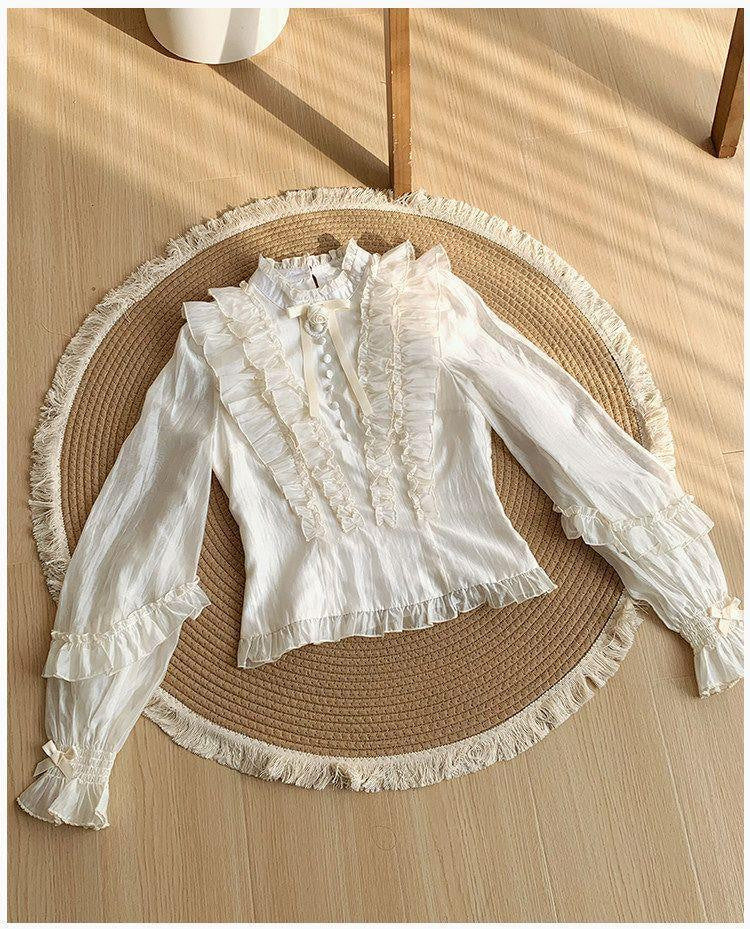 Sweetheart Dream Machine - Sweet Lolita Lantern Sleeve Blouse - Long-sleeve