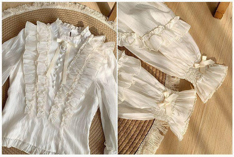 Sweetheart Dream Machine - Sweet Lolita Lantern Sleeve Blouse - Long-sleeve
