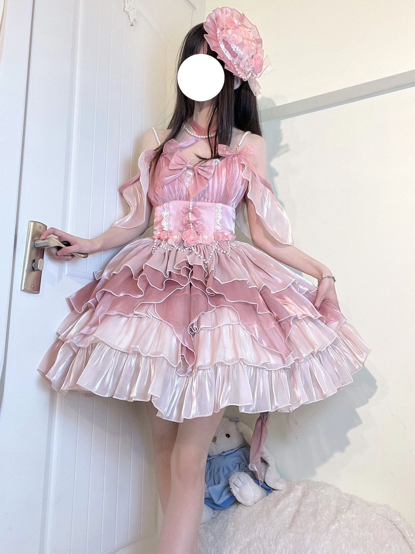 Creamy - Pink Bridal - Layered JSK Dress