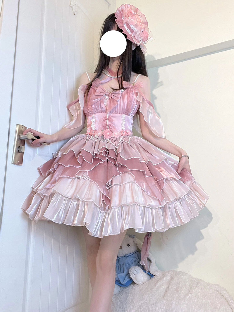Creamy - Pink Bridal - Layered JSK Dress