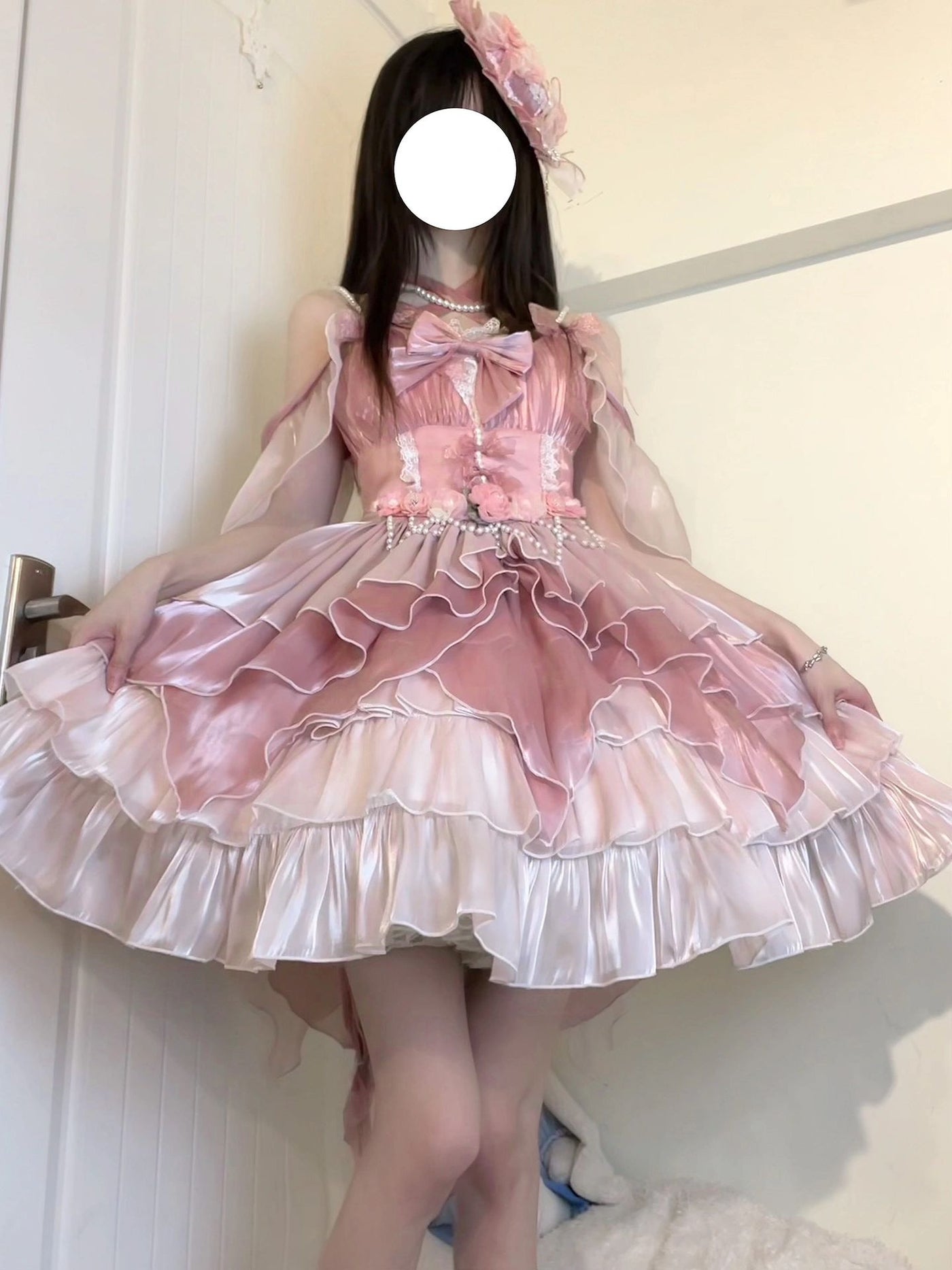 Creamy - Pink Bridal - Layered JSK Dress