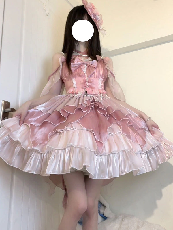 Creamy - Pink Bridal - Layered JSK Dress
