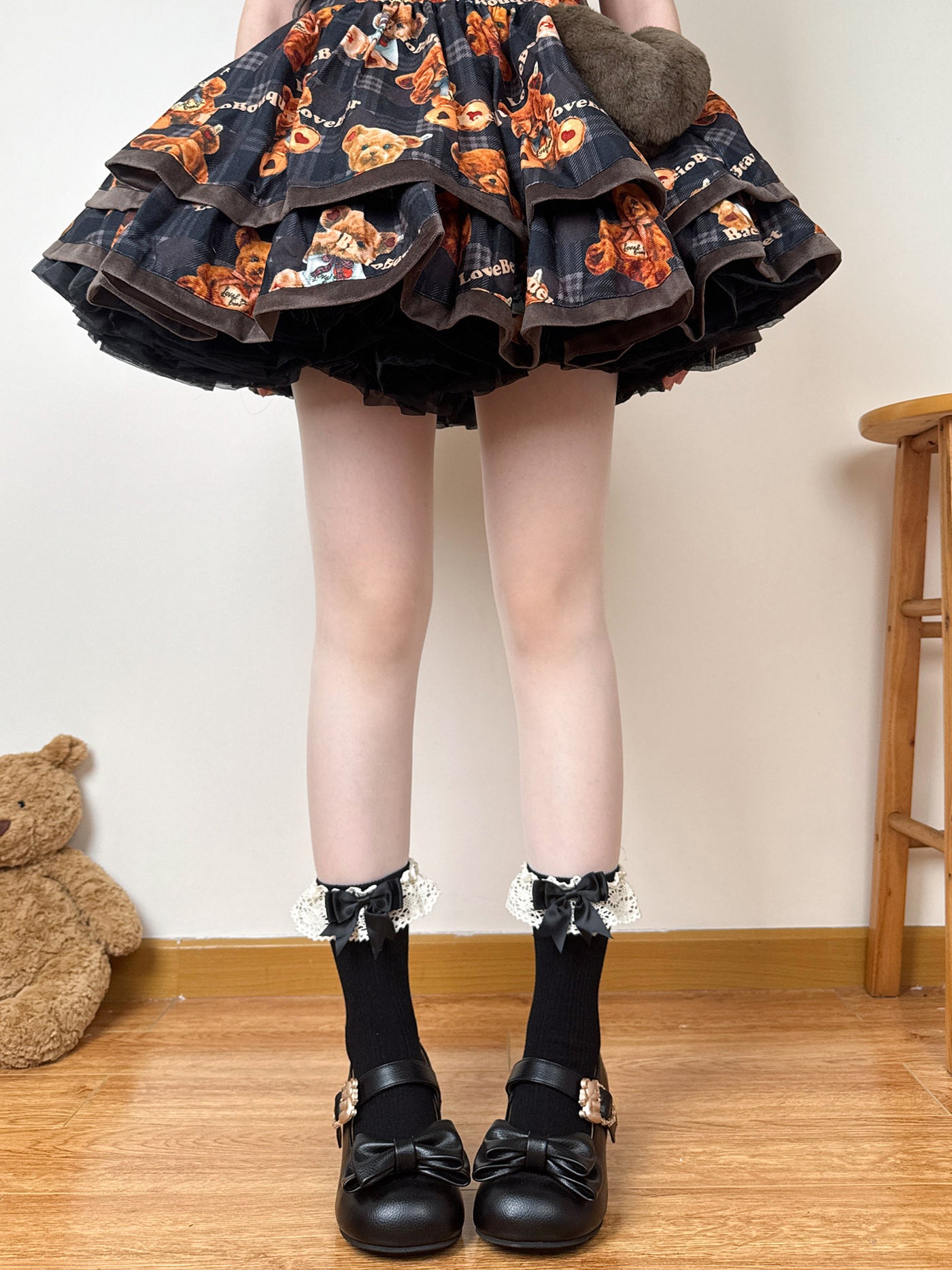 candycoco - Double bow mid-calf socks for Sweet Lolita - Socks