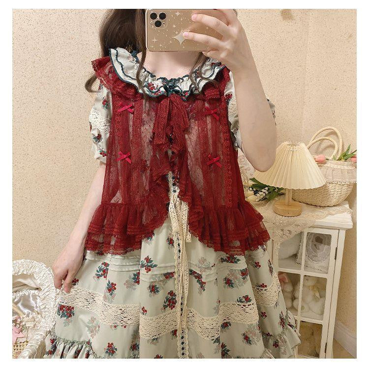 Sweetheart Dream Machine - Sweet Lolita Lace Vest - 4-color lightweight summer lace