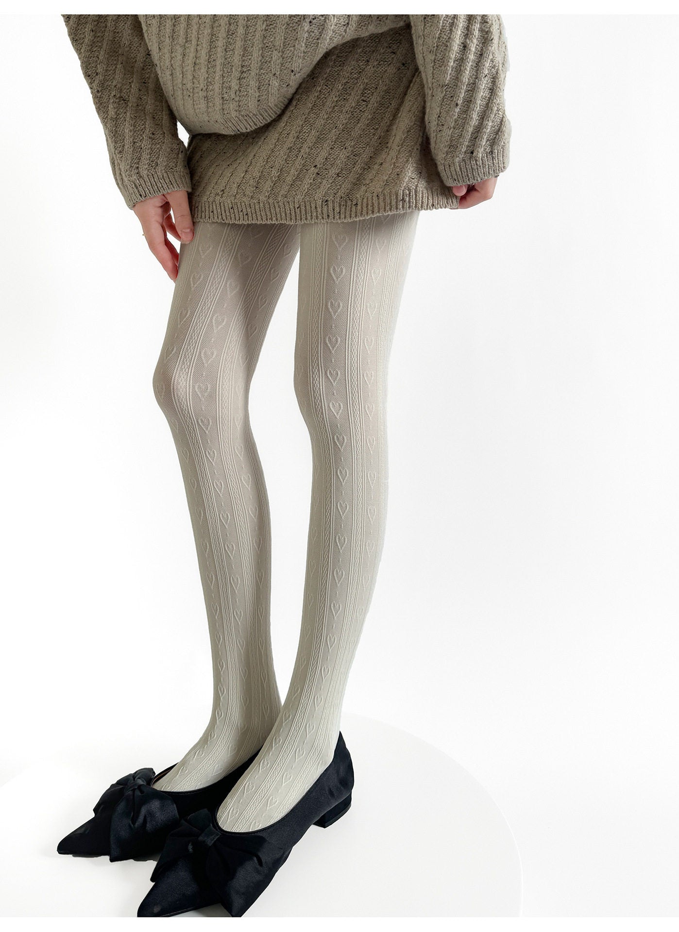 Fantasy Doll - Vertical Heart Stripe Sheer Tights - Full-length