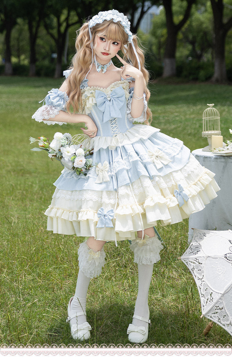 HeySugar HeyDou - Ice Blue Milk Glow - Sweet Lolita JSK full set