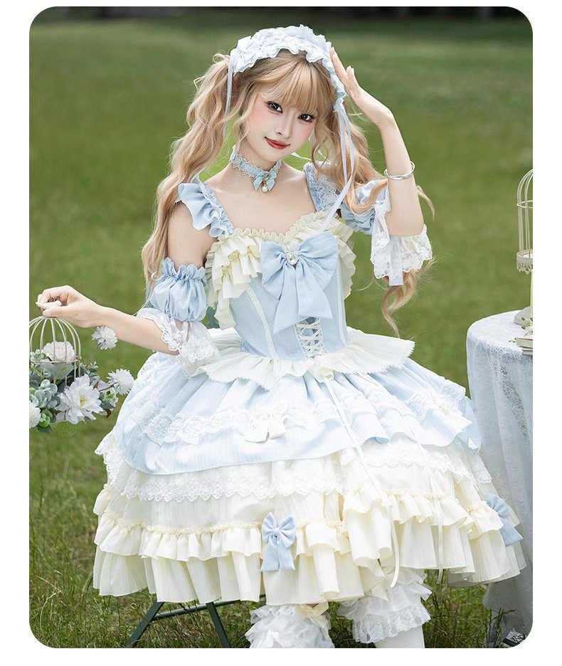 HeySugar HeyDou - Ice Blue Milk Glow - Sweet Lolita JSK full set