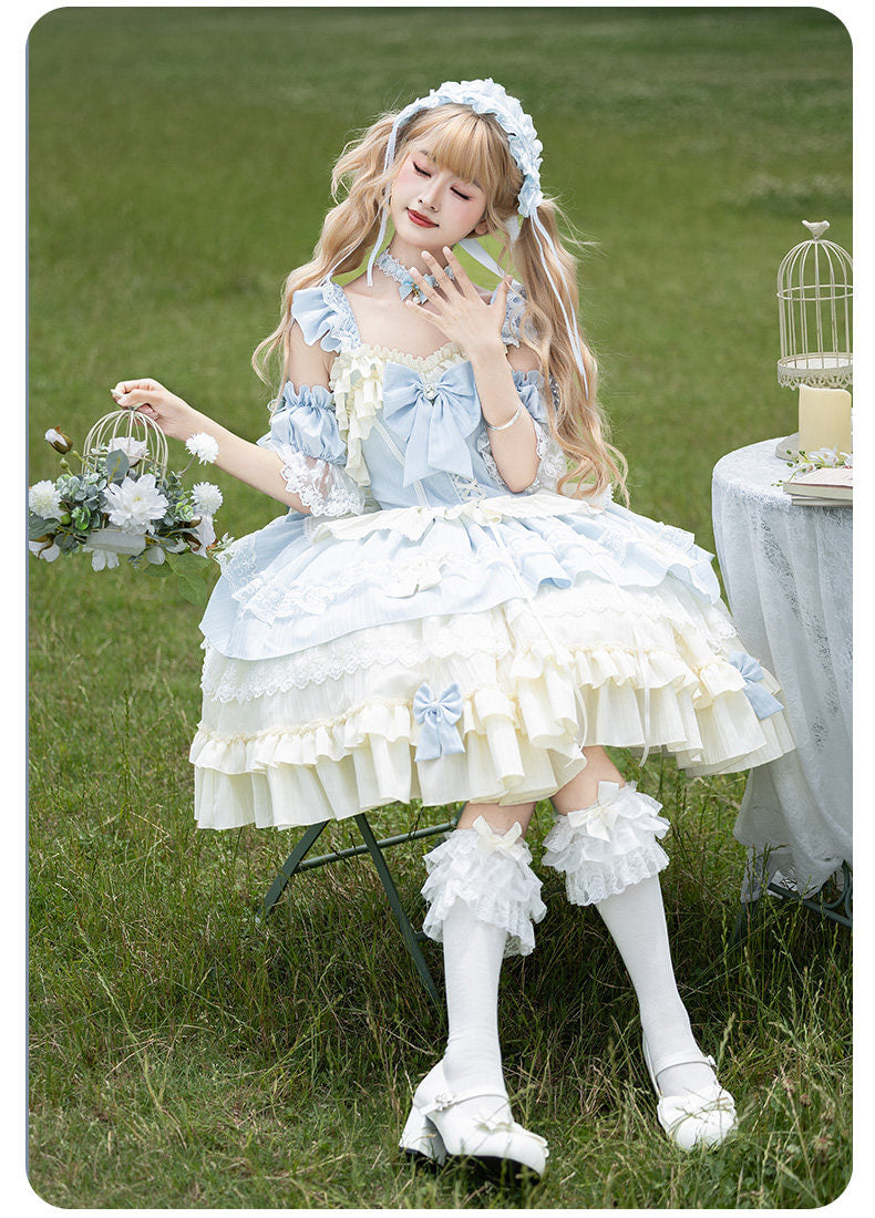 HeySugar HeyDou - Ice Blue Milk Glow - Sweet Lolita JSK full set