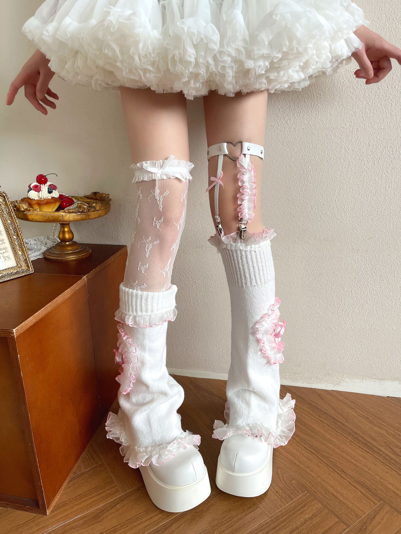 Sock Noble - Flared Lace Sock Covers - With Garter Accents