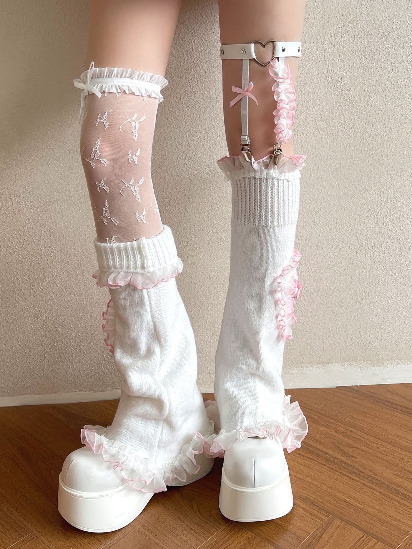Sock Noble - Flared Lace Sock Covers - With Garter Accents