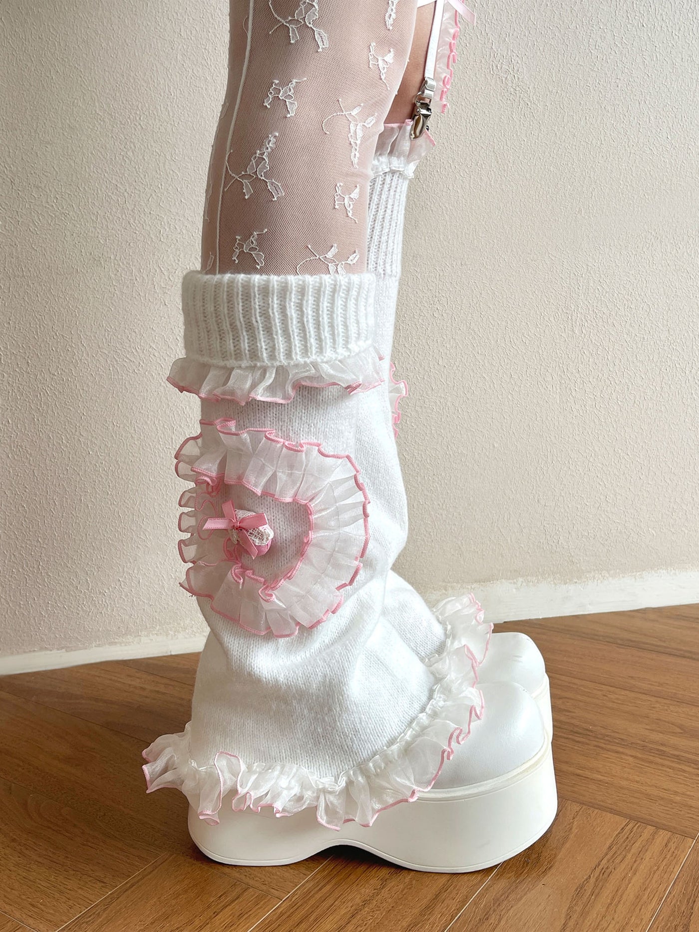 Sock Noble - Flared Lace Sock Covers - With Garter Accents
