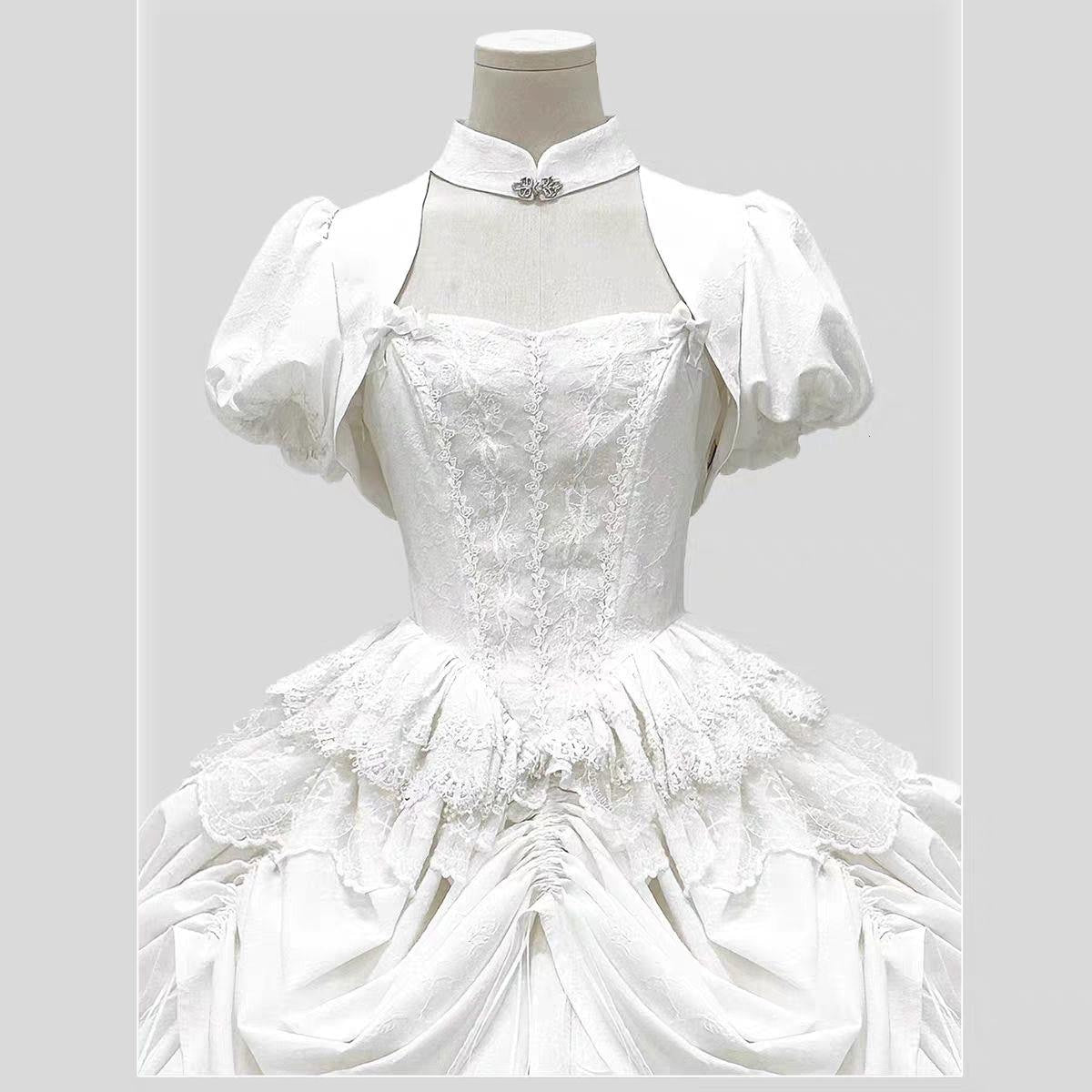 Black gothic lolita vest with tonal embossed jacquard pattern and back lacing