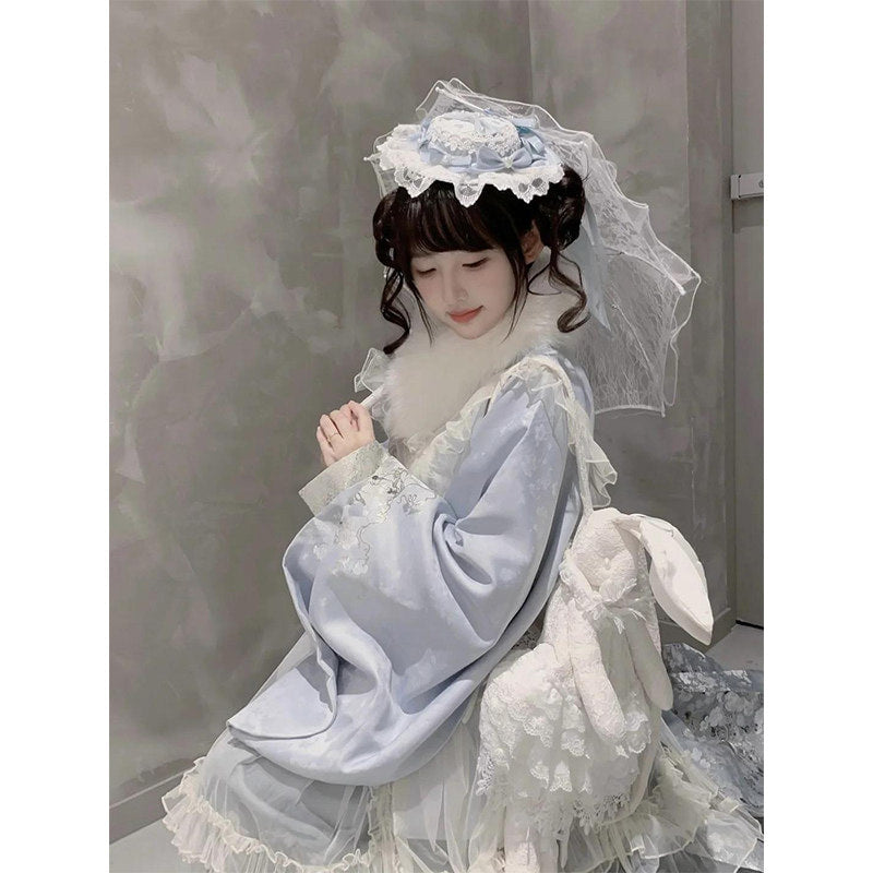 Creamy - Ming Eclectic Sweet Lolita Coord - Blue pipa-sleeve lolita