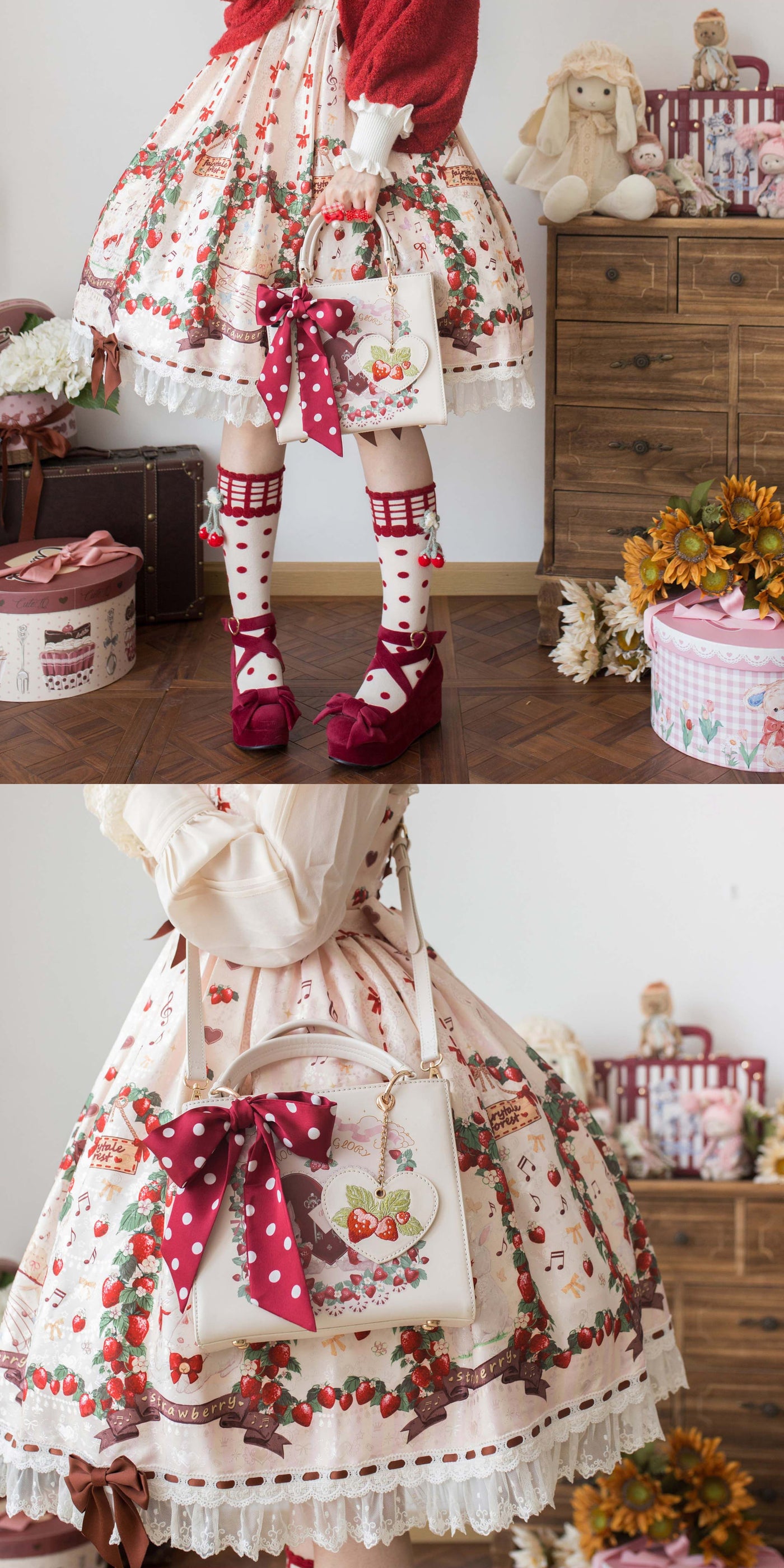 Morning Glory - Berry Bunny Retro Crossbody Bag - Individually Selectable