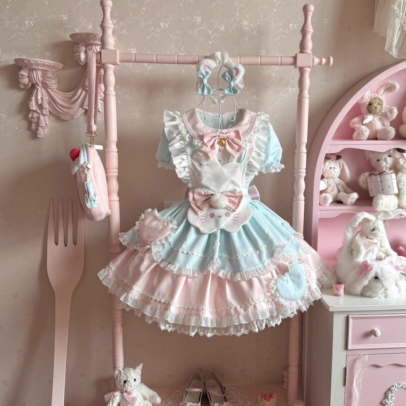 Sweet Tea Girl - Sweet Tea Girl - Sweet Lolita Cat-Themed Short Sleeve OP Dress